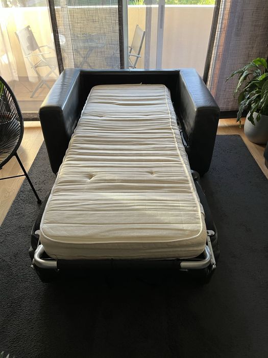 Sofa/cama Divani & Divani em Pele (cinza rato)