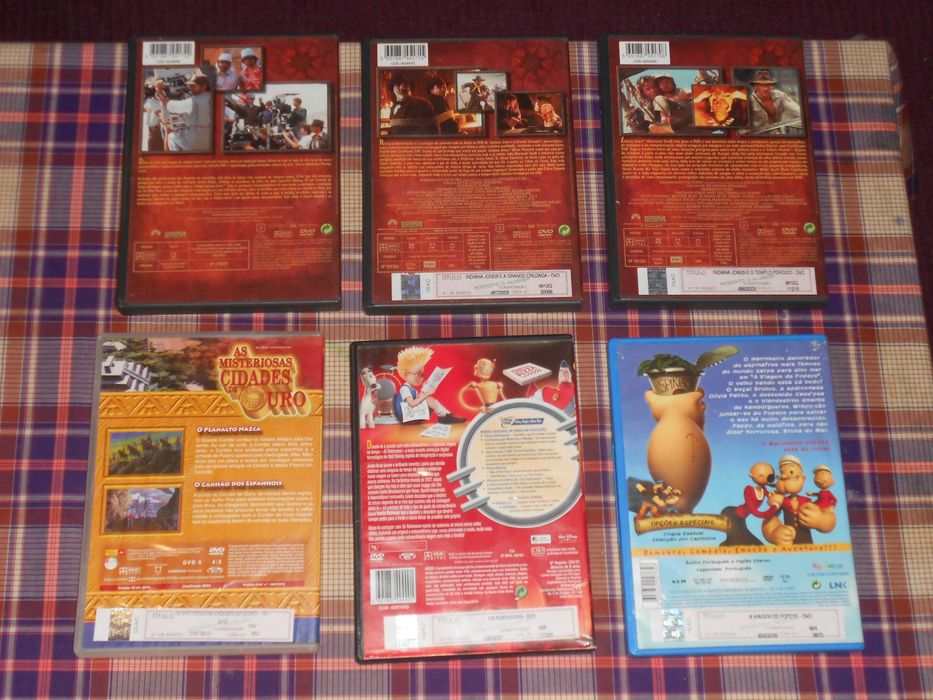 DVD Indiana Jones animaçao Disney Robinsons Popeye Cidades de Ouro
