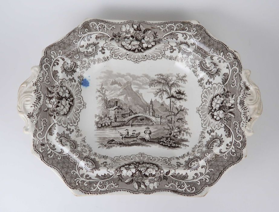 Prato Coberto / Terrina com travessa, Faiança Inglesa Séc. XIX