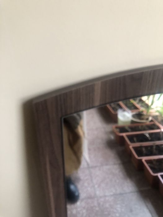 Lustro stare ścienne 70 x 100 cm naklejone na brązową dyktę duże 90’