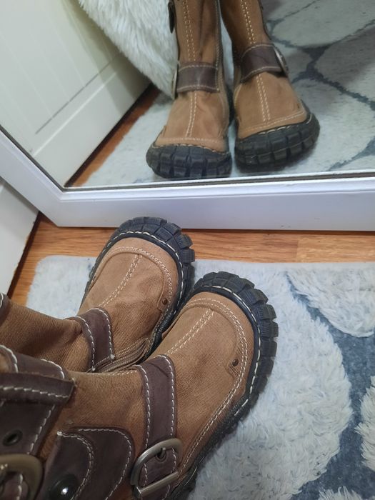 Obex 30 17,5cm skóra śniegowce kozaki ocieplane futerko brąz