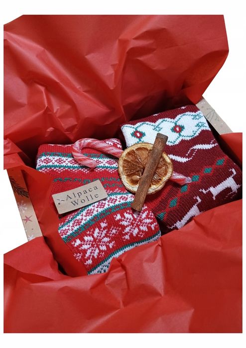 Zestaw świąteczny skarpetki alpaka 2 pary prezent święta 39-42