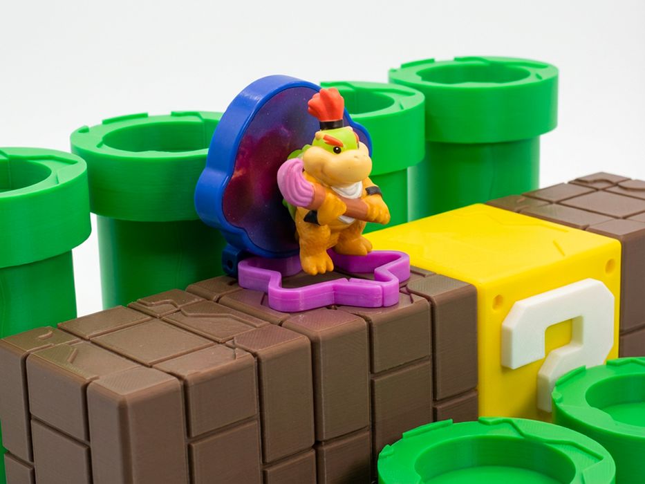 Expositor para Coleção Mario McDonald's | Display Temática Super Mario com Logo Galaxy e Encaixe de Segurança
