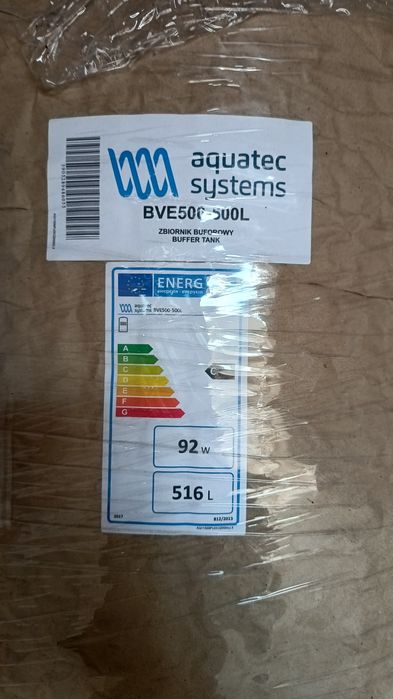 Nowe zbiorniki buforowe BVE500-500L Aquatec system, 516L 92W