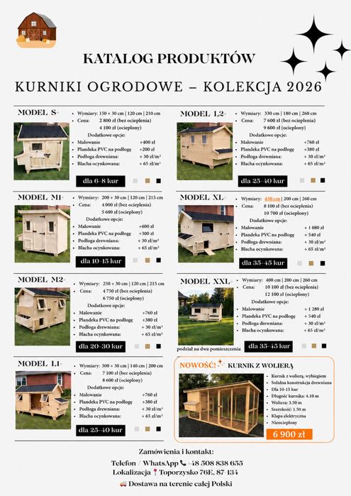 Solidny Kurniki dla kur | Ocieplane i całoroczne | Producent | Dostawa cała Polska i UE