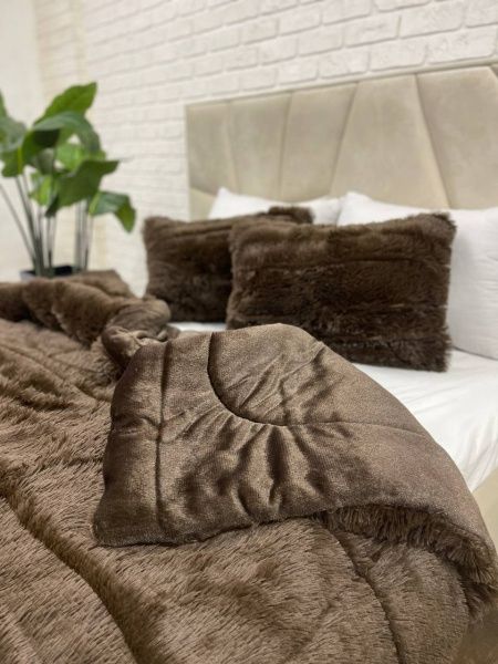 Ковдра зимова хутряна, травка(ведмідь). 200х220 см. Різні кольори.