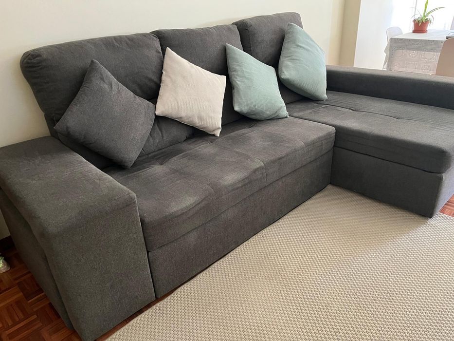 Sofá 2 lugares + chaise cinza escuro