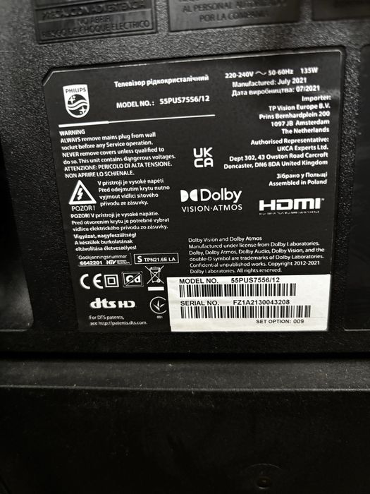 Telewizor Philips Model: 55PUS7556/12 +pilot