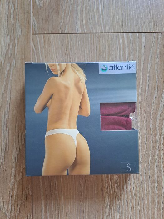 Stringi damskie Atlantic, rozmiar S, 2PACK, bordowe