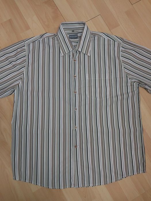 Koszula w paski męska xxl duża długi rękaw bawełna