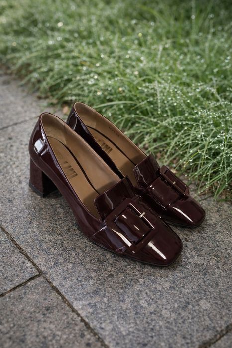 Туфли лаковые бордовые. Кожа.
