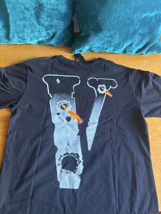Czarny t-shirt z grafiką Hawk 'Em r. L Amerykańscy raperzy w stylu Vlone