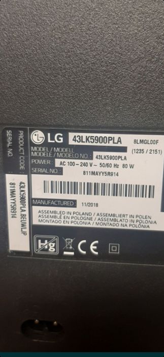LG 43lk5900pla  peças