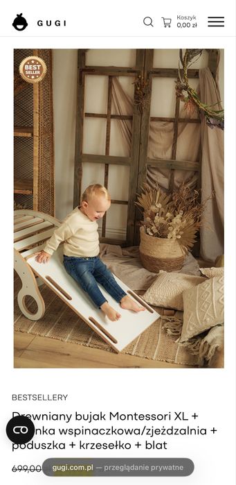 Drewniany bujak Montessori XL