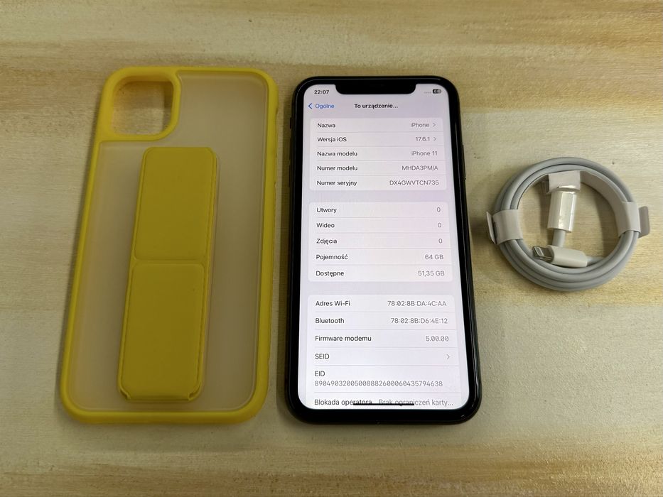 その他 iPhone11 Iphone 11 Black 64GB, sprawny, nigdy nienaprawiany, Face ID działa