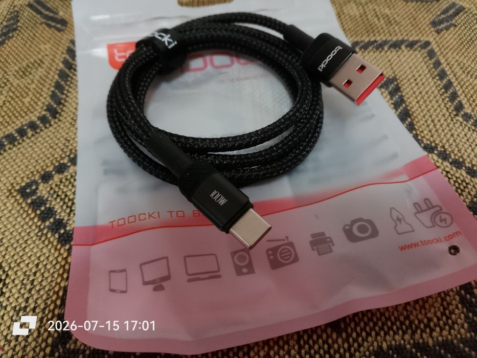 Новый Кабель Toocki 100 W Быстрая зарядка USB->USB Type C Длина 1 метр