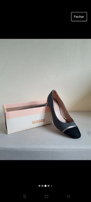 Sapatos salto alto prateados brilhantes Tamanho 36