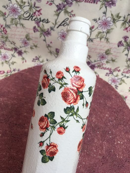 Butelki decoupage rękodzieło prezent imieniny urodziny