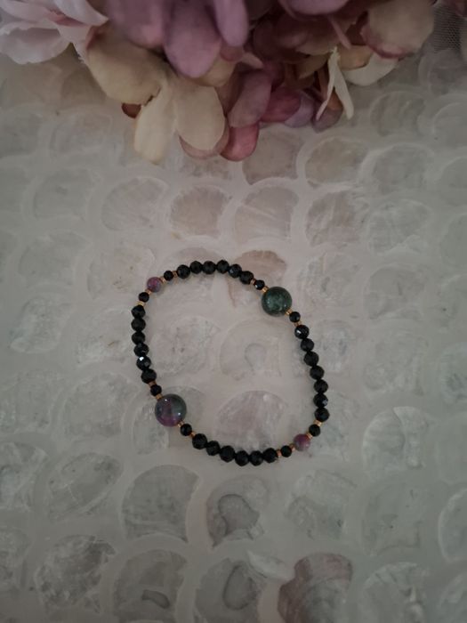 Bransoletka handmade z naturalnych kamieni hematyt szmaragd nilu  epid