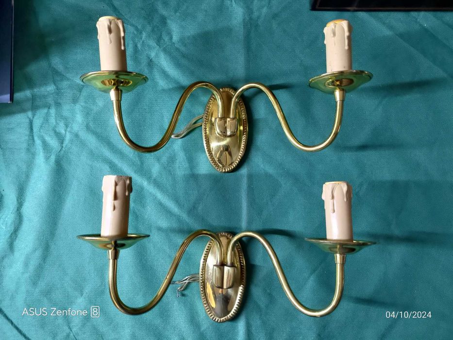 Candeeiros de parede vintage em latão, muito bom estado