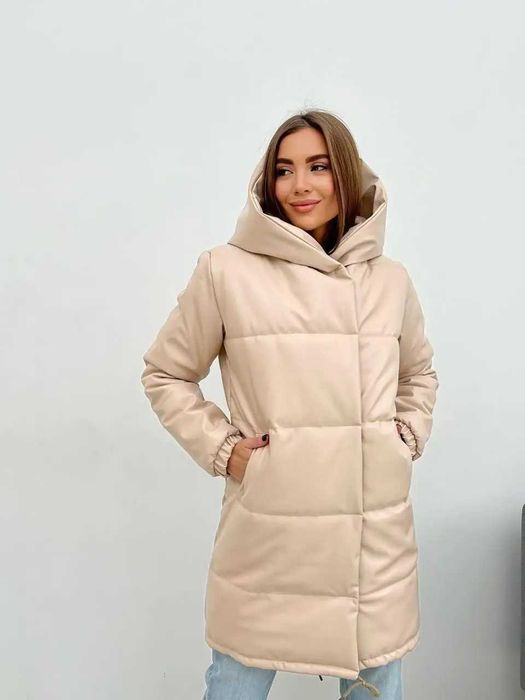 Куртка з екошкіри, беж розмір 46