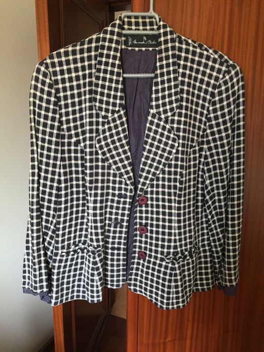 blazer azul e branco aos quadrados tamanho l