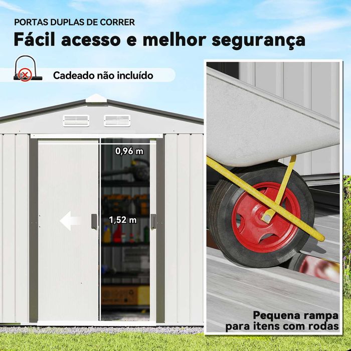 Abrigo de arrumos exterior 277x195x192 cm com 4 janelas