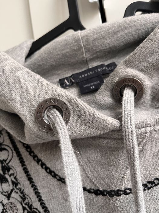 Armani Exchange Szara bluza z kapturem krótki rękaw r. XS