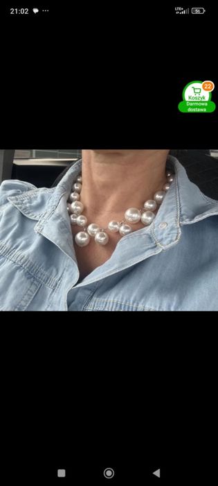 Nowa przepiękna kolia naszyjnik a'la perłowa