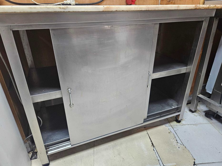 Bancada de Trabalho / Armário Inferior em Aço Inox com Portas de Correr