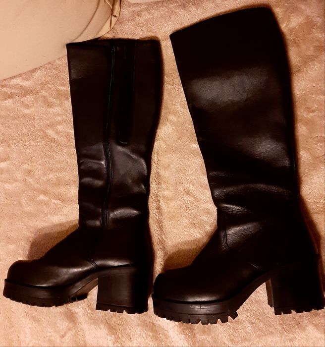 Damskie skórzane kozaki