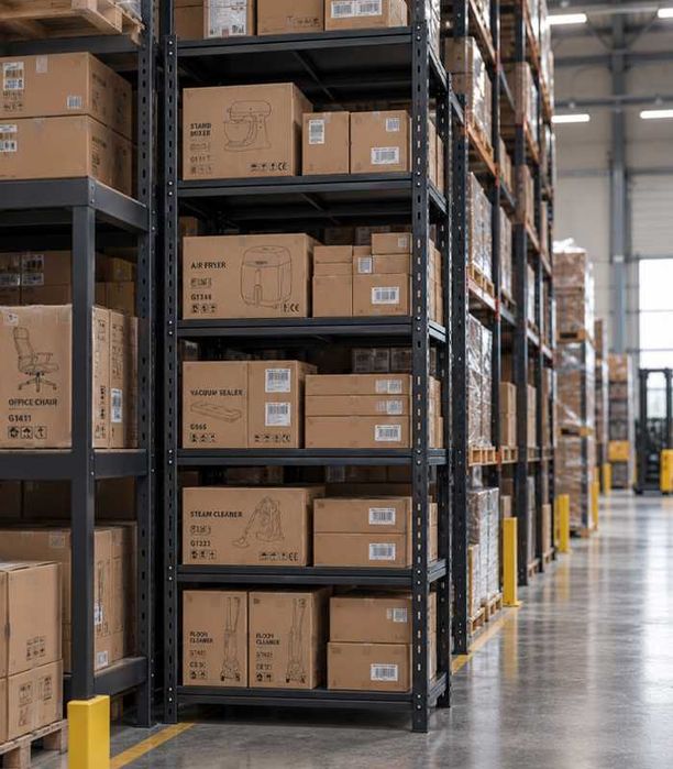 Regał Magazynowy Metalowy 200x90x40 6 Półek MDF 1050kg Czarny