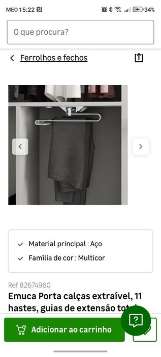 Suporte calças guarda roupa