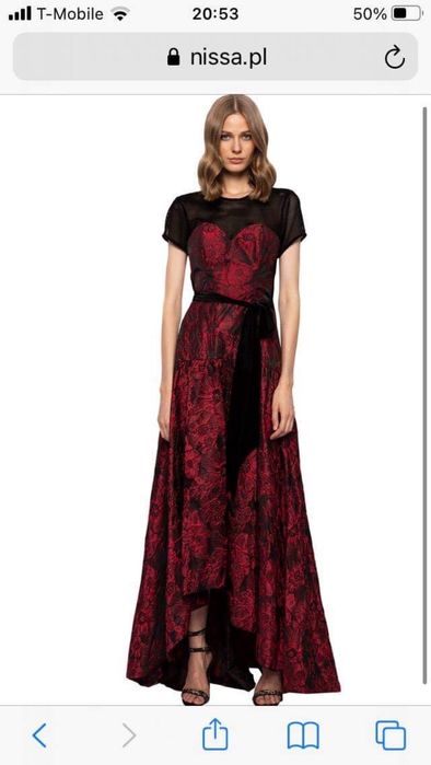 Żakardowa asymetryczna wieczorowa sukienka Nissa