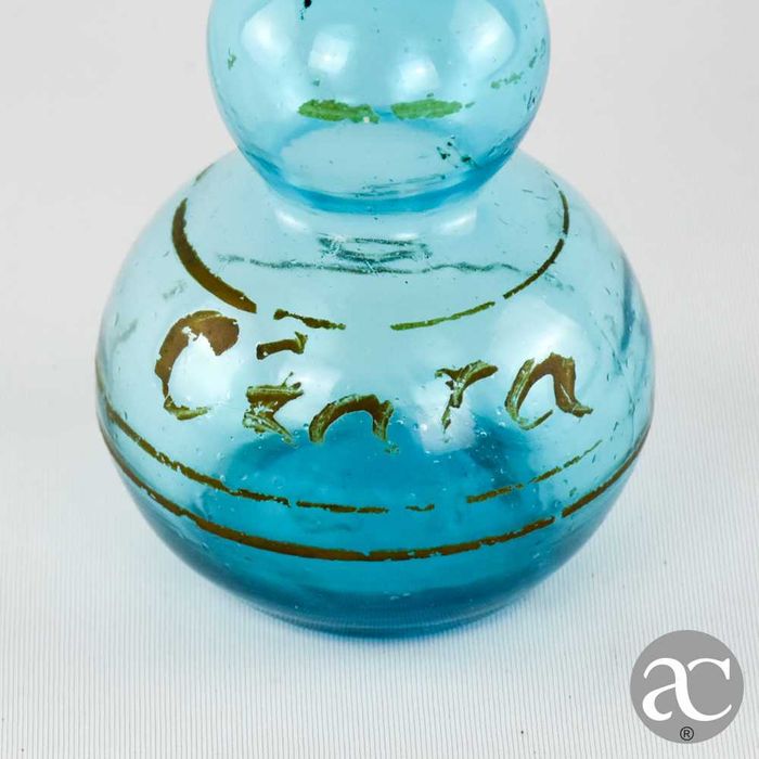 Jarra em vidro soprado em forma de cabaça pintada, séc. XIX