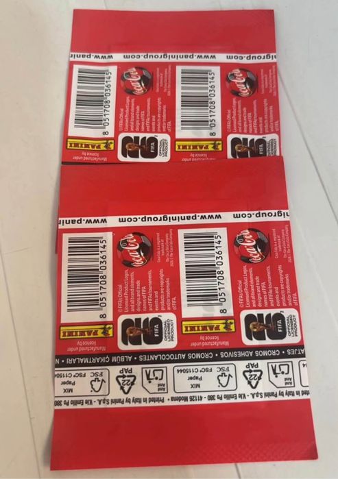 2 saquetas cromos coca cola coleçao panini