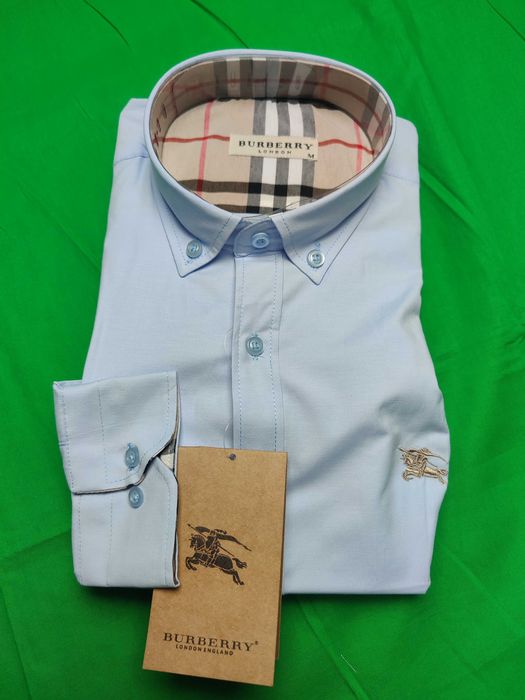 Koszula męska koszule Burberry nowość gładkie błękitna
