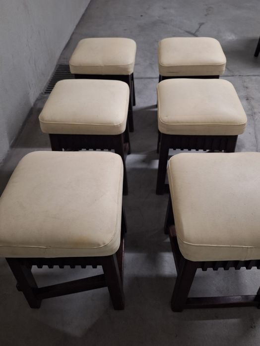 Pack 2 Bancos Maciça com Estofo branco