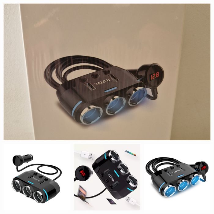 Rozdzielacz gniazda zapalniczki B39 Typ C - 3 gniazda+2xUSB-2,1A 100W