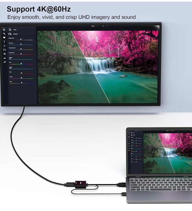 Aktywny adapter HDMI do DisplayPort z dźwiękiem do PS4 PS3 Xbox