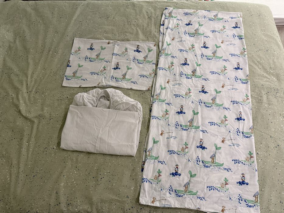 Berço BabyBlue com colchão e enxoval