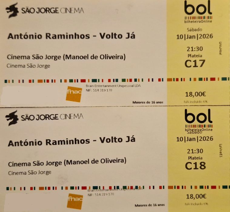 Bilhetes António Raminhos - Volto Já -  10/01/2026
