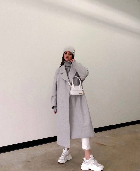 Жіноче кашемірове пальто, без підкладки; чорний, сірий 42-46, 48-50