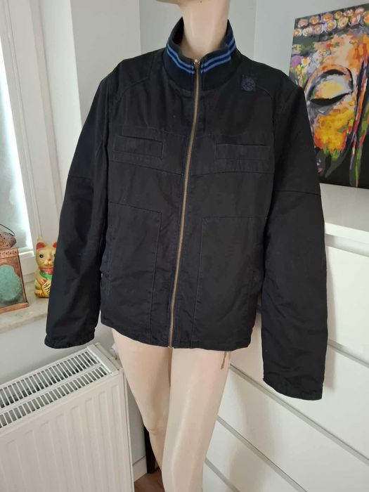 qs by s.oliver L męska czarna kurtka jesienna na jesień Utility y2k