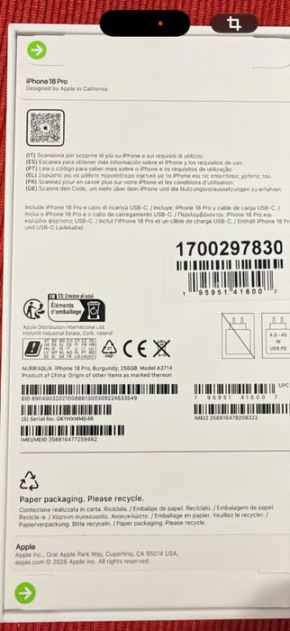 Iphone 18 pro max Burgundy 256gb selado.