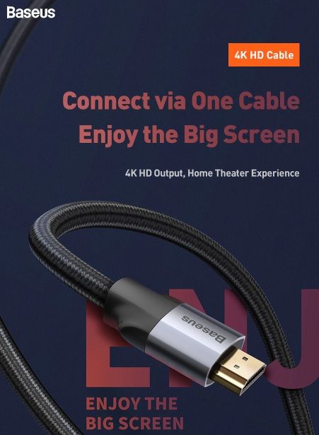 Baseus HDMI 2.0 Cable, 4K 60Hz, 3 Meters, New64741248249219120