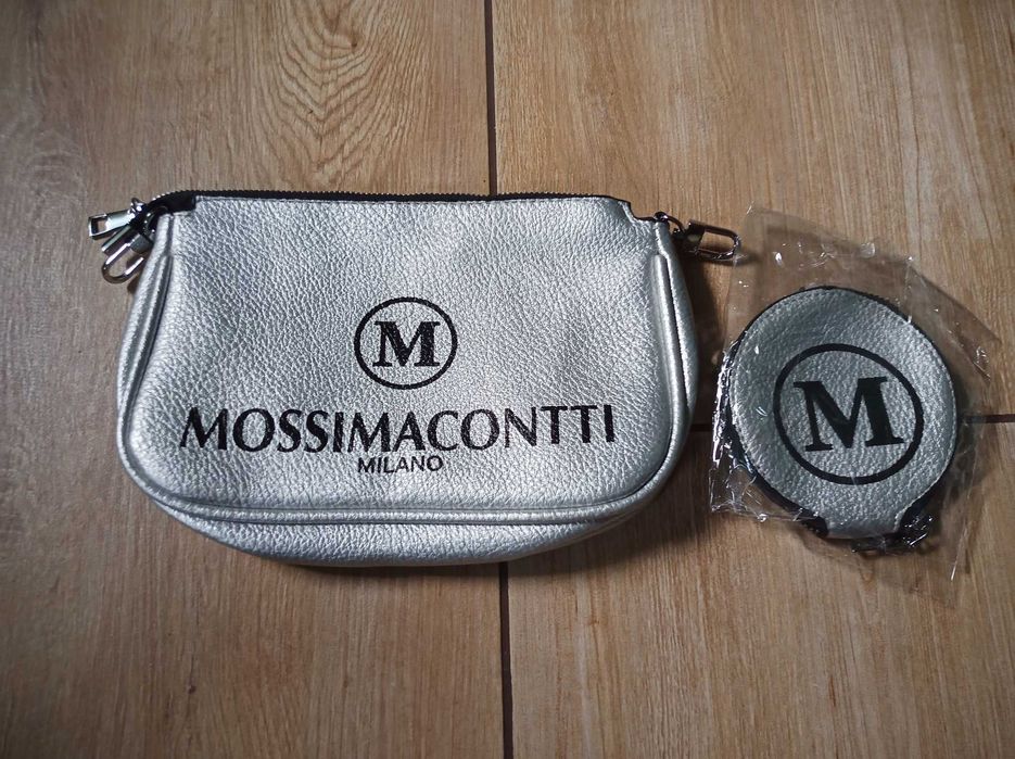 Torebka Massimo Contti Milano 3w1 srebrna nerka kopertówka portfelik
