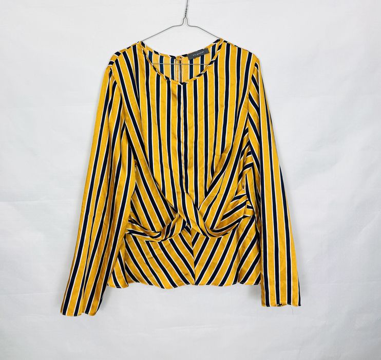 Żółto‑granatowa bluzka z węzłem 3XL 46