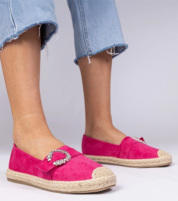 Różowe espadryle zdobione cyrkoniami Maruta
