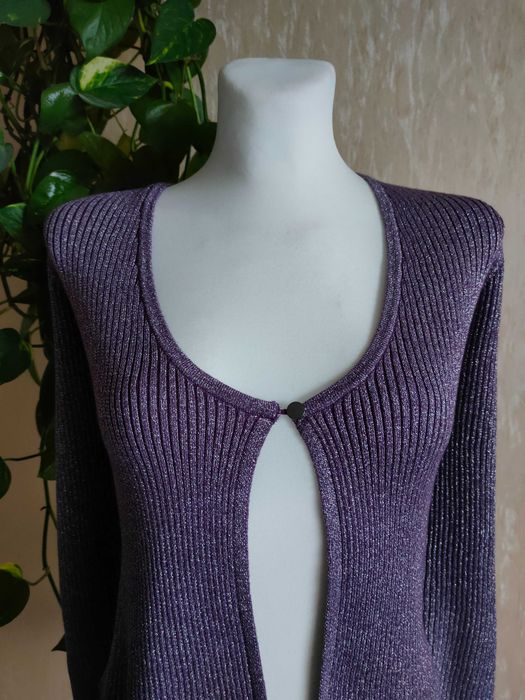 NOWE fioletowe błyszczące bolerko luźne z guzikiem 36/38 S/M Bonprix